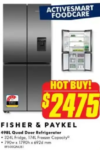 The Good Guys 498L Quad Door Refrigerator offer