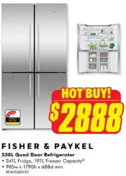 The Good Guys 538L Quad Door Refrigerator offer