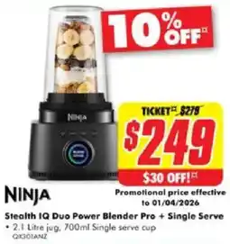 The Good Guys Stealth IQ Duo Power Blender Pro Single Serve offer