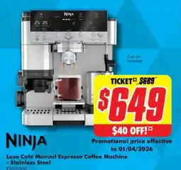 The Good Guys Luxe Cafe Manual Espresso Coffee Machine Stainless Steel offer