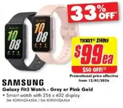 The Good Guys Galaxy Fit3 Watch Grey or Pink Gold offer