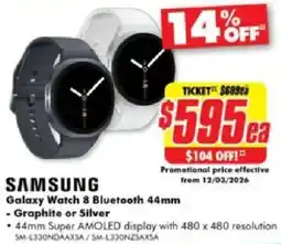 The Good Guys Galaxy Watch 8 Bluetooth 44mm Graphite or Silver offer