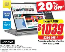 The Good Guys IdeaPad 5 Flex 15 2 in 1 Laptop offer