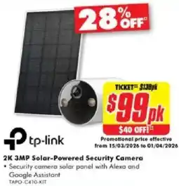 The Good Guys 2K 3MP Solar Powered Security Camera offer