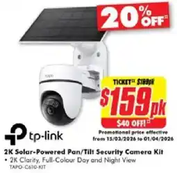The Good Guys 2K Solar Powered Pan Tilt Security Camera Kit offer