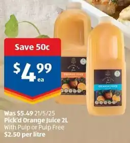 ALDI Pick d Orange Juice offer