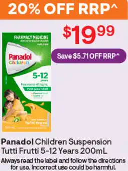Discount Drug Stores Panadol children suspension tutti frutti 5-12 years offer