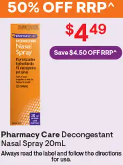 Discount Drug Stores Pharmacy care decongestant nasal spray offer