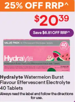 Discount Drug Stores Hydralyte watermelon burst flavour effervescent electrolyte offer