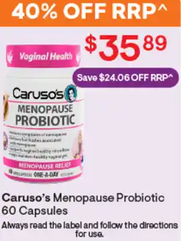 Discount Drug Stores Caruso's menopause probiotic offer
