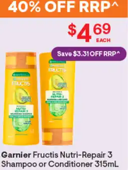Discount Drug Stores Garnier fructis nutri-repair 3 shampoo or conditioner offer