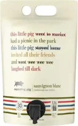 Dan Murphy's Squealing Pig Sauvignon Blanc Bagnum offer