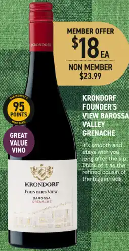 Dan Murphy's Krondorf founder's view barossa grenache offer
