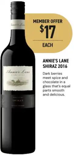 Dan Murphy's Annie's lane shiraz 2016 offer