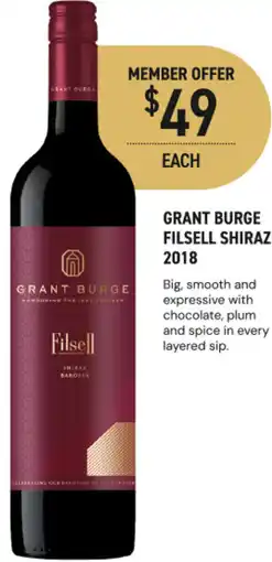 Dan Murphy's GRANT BURGE FILSELL SHIRAZ 2018 offer