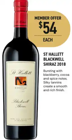 Dan Murphy's St hallett blackwell shiraz 2018 offer