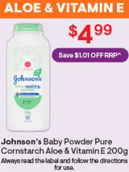 Discount Drug Stores Johnson's baby powder pure cornstarch aloe & vitamin e offer