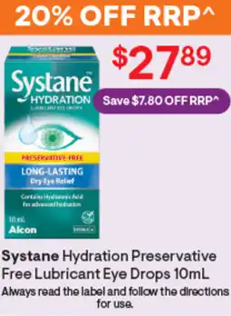 Discount Drug Stores Systane hydration preservative free lubricant eye drops offer