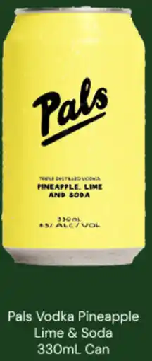 Dan Murphy's Pals vodka pineapple lime & soda can offer