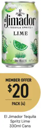 Dan Murphy's El jimador tequila spritz lime cans offer