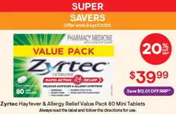 Discount Drug Stores Zyrtec hayfever & allergy relief offer