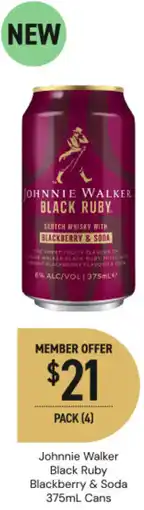 Dan Murphy's Johnnie walker black ruby blackberry & soda cans offer