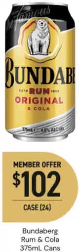 Dan Murphy's Bundaberg rum & cola cans offer