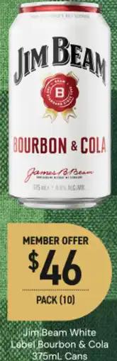 Dan Murphy's Jim beam white label bourbon & cola cans offer
