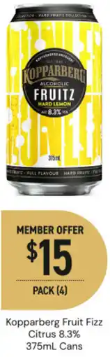 Dan Murphy's Kopparberg fruit fizz citrus 8.3% cans offer
