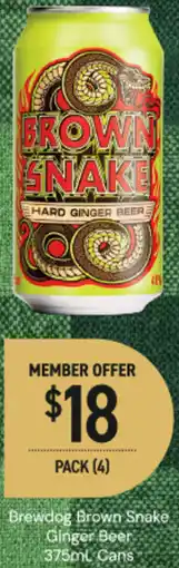 Dan Murphy's Brewdog brown snake. ginger beer cans offer