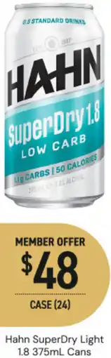 Dan Murphy's Hahn superdry light 1.8 cans offer