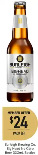 Dan Murphy's Burleigh brewing co. big head no carb beer bottles offer