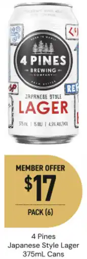 Dan Murphy's 4 pines japanese style lager cans offer