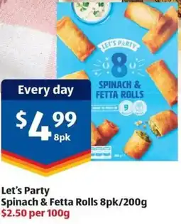 ALDI Spinach & fetta rolls offer