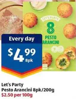 ALDI Let's party pesto arancini offer