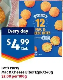 ALDI Let's party mac & cheese bites offer