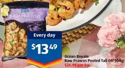 ALDI Ocean royale raw prawns peeled tail off offer