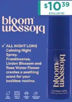 Chemist Warehouse Bloom & blossom all night long calming sleep spray offer