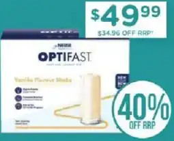 Chemist Warehouse Optifast vanilla flavour shake offer