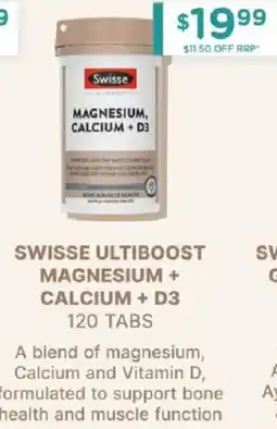 Chemist Warehouse Swisse ultiboost magnesium + calcium + d3 offer