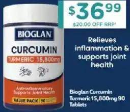 Chemist Warehouse Bioglan curcumin turmeric 15 offer