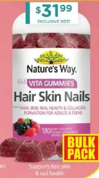 Chemist Warehouse Nature's way adult vita gummies hair skin nails offer