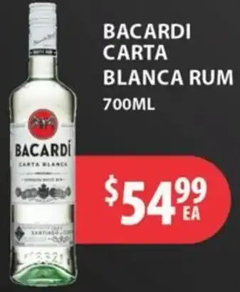 Star Liquor Bacardi carta blanca rum offer