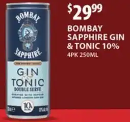 Star Liquor Bombay sapphire gin & tonic 10% offer