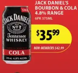 Star Liquor Jack daniel's bourbon & cola 4.8% range offer