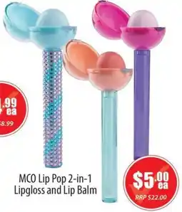 Healthy World Pharmacy Mco lip pop 2-in-1 lipgloss and lip balm offer