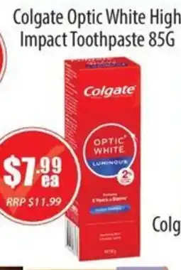 Healthy World Pharmacy Colgate Optic White High Impact Toothpaste offer