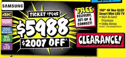 JB Hi-Fi 100 4k neo qled smart mini led tv offer