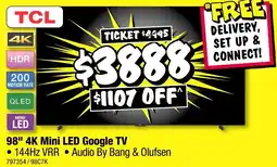 JB Hi-Fi 98 4k mini led google tv offer