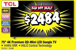 JB Hi-Fi 75 4k premium qd mini led google tv offer